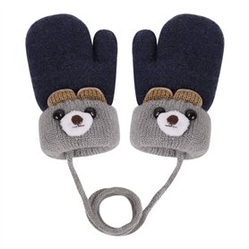 JINTN Moufles Enfant Filles Garçons 0-3 Ans Gants Tricot Hiver Bébé Moufles Epais Doublure Polaire Gants Chauds Adorable avec 2