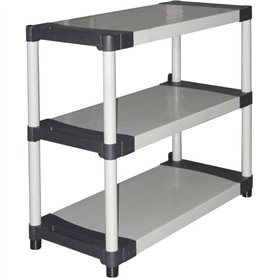 Étagere plastique - TOOD - 3 tablettes - Charge 80 kg par tablette - 80x40x85 cm - Noir/gris