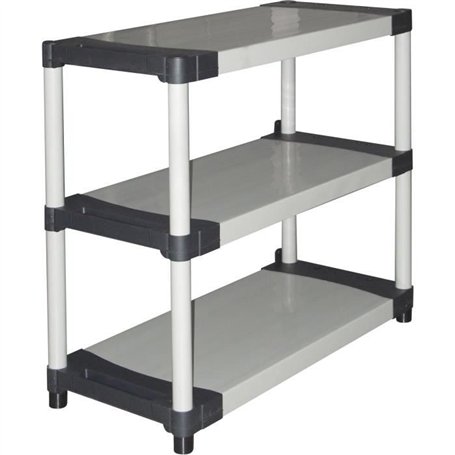 Étagere plastique - TOOD - 3 tablettes - Charge 80 kg par tablette - 80x40x85 cm - Noir/gris