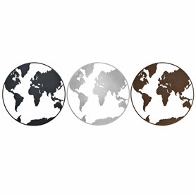 Décoration murale DKD Home Decor Métal Mappemonde (100 x 1 x 100 cm) (3 pcs)