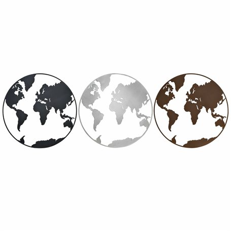 Décoration murale DKD Home Decor Métal Mappemonde (100 x 1 x 100 cm) (3 pcs)