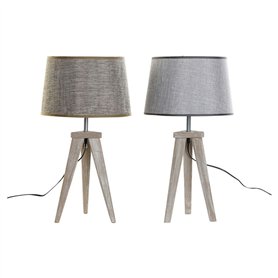 Lampe de bureau DKD Home Decor Volet Gris Marron Lin 250 V 60 W Pin (30 x 30 x 57.5 cm) (2 pcs)