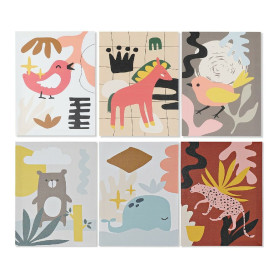 Cadre DKD Home Decor Animals Toile Enfant animaux (30 x 1