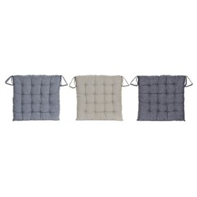 Coussin de chaise DKD Home Decor Beige Bleu Polyester Coton Aluminium Blue marine méditerranéen (3) (38 x 38 x 6 cm) (3 Unités)
