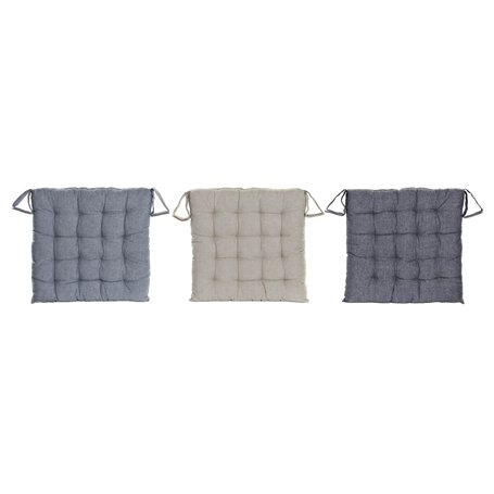 Coussin de chaise DKD Home Decor Beige Bleu Polyester Coton Aluminium Blue marine méditerranéen (3) (38 x 38 x 6 cm) (3 Unités)