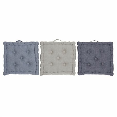 Coussin DKD Home Decor De Sol Bleu Gris Coton Blue marine (3 pcs) (38 x 38 x 8 cm)