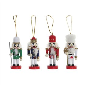 Décorations de Noël DKD Home Decor Bois Casse-Noisette (3 x 3 x 10 cm) (4 Unités)