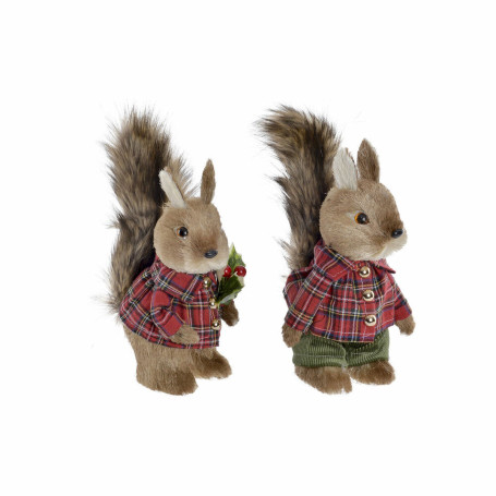 Décorations de Noël DKD Home Decor Polyester Écureuil (2 pcs) (12 x 15 x 25 cm)