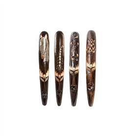Décoration murale DKD Home Decor Beige Bois Brun foncé Masque Tribal (15 x 6 x 100 cm) (4 Unités)