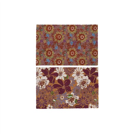 Paillasson DKD Home Decor Caoutchouc Multicouleur 2 Unités Fibres de coco (60 x 40 x 1