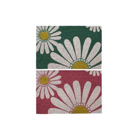 Paillasson DKD Home Decor Rose Caoutchouc Menthe Blanc Jaune 2 Unités Fibres de coco (60 x 40 x 0