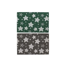 Paillasson DKD Home Decor Gris Caoutchouc Etoiles Blanc Vert 2 Unités Fibres de coco (60 x 40 x 1