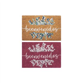 Paillasson DKD Home Decor Gris Rose Marron Caoutchouc Blanc 2 Unités Fibres de coco (60 x 40 x 1