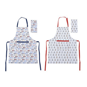 Ensemble de Cuisine DKD Home Decor Marin Polyester Coton (60 x 80 x 0