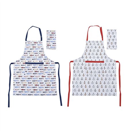 Ensemble de Cuisine DKD Home Decor Marin Polyester Coton (60 x 80 x 0