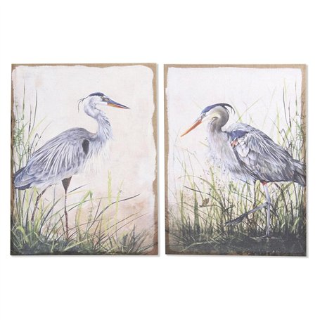 Cadre DKD Home Decor Oiseau Oriental (2 Unités) (50 x 3 x 70 cm)