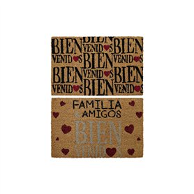 Paillasson DKD Home Decor Rouge Noir Marron Caoutchouc 2 Unités Urbaine Fibres de coco (60 x 40 x 1