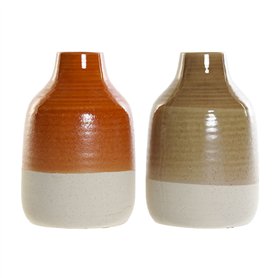 Vase DKD Home Decor Porcelaine Marron Orange (2 Unités) (17 x 17 x 27 cm)