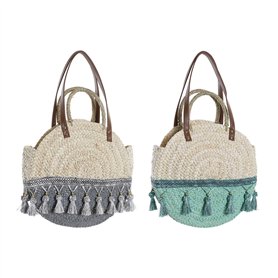 Sac à Bandoulière DKD Home Decor Naturel Gris Polyester Menthe Fibre (39 x 9 x 48 cm) (2 Unités)