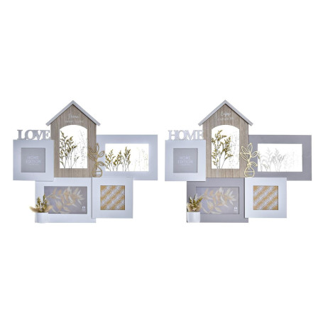 Cadre photo DKD Home Decor Love Home Bois Fleur Naturel (46 x 3 x 39 cm) (2 Unités)
