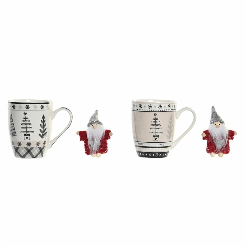 Tasse mug DKD Home Decor Rose Noir Porcelaine Bone China (360 ml) (2 Unités)