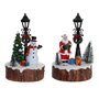 Figurine Décorative DKD Home Decor Lumière LED Résine Bonhomme de Neige (9 x 9 x 13 cm) (2 Unités)