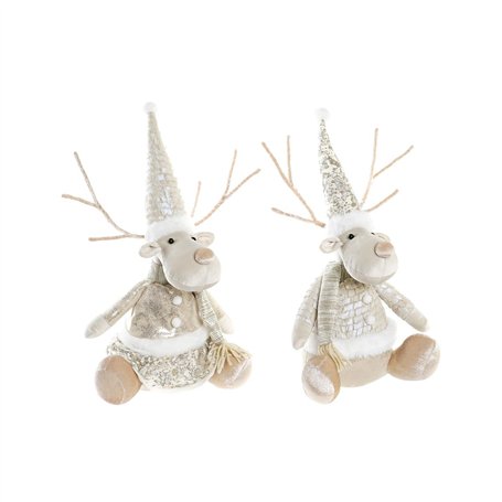 Décorations de Noël DKD Home Decor Polyester Renne (19 x 18 x 38 cm) (2 Unités)