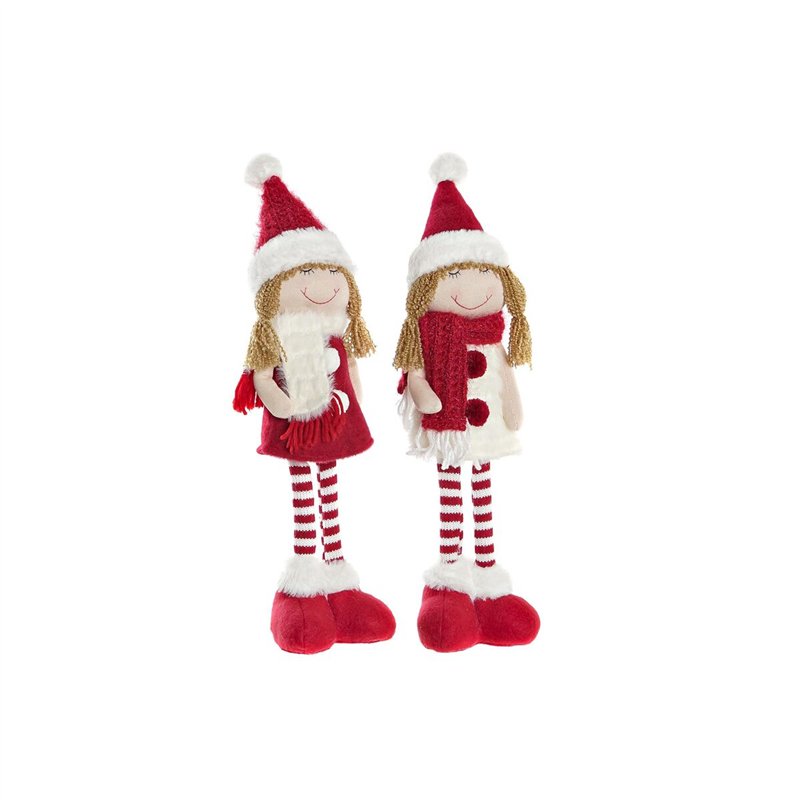 Figurine Décorative DKD Home Decor Noël Poupée Polyester Filles (11 x 7 x 43 cm) (2 Unités)
