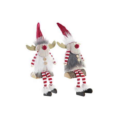 Décorations de Noël DKD Home Decor Polyester Renne (8 x 14 x 19 cm) (2 Unités)