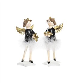 Décorations de Noël DKD Home Decor Résine Ange (8 x 9 x 20 cm) (2 Unités)