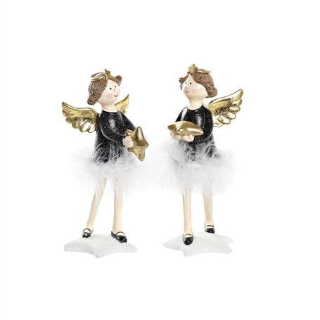 Décorations de Noël DKD Home Decor Résine Ange (8 x 9 x 20 cm) (2 Unités)