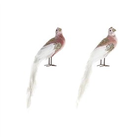 Décorations de Noël DKD Home Decor Polyester Oiseau (20 x 9 x 46 cm) (2 Unités)