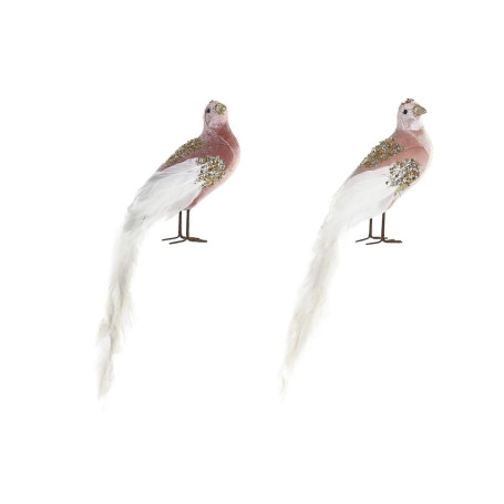 Décorations de Noël DKD Home Decor Polyester Oiseau (20 x 9 x 46 cm) (2 Unités)