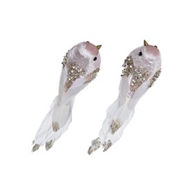 Décorations de Noël DKD Home Decor Polyester Oiseau (22 x 7 x 8 cm) (2 Unités)