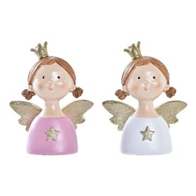 Décorations de Noël DKD Home Decor Résine Ange (9 x 5 x 12 cm) (2 Unités)