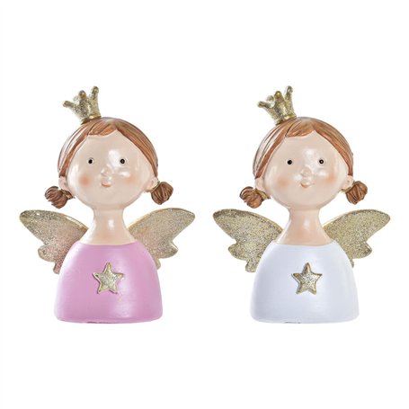 Décorations de Noël DKD Home Decor Résine Ange (9 x 5 x 12 cm) (2 Unités)