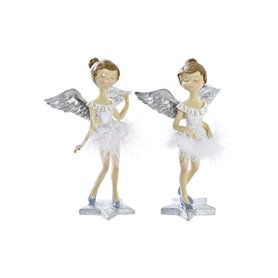 Décorations de Noël DKD Home Decor Résine Ange (11 x 9 x 17 cm) (2 Unités)