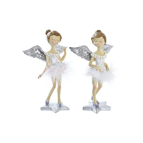 Décorations de Noël DKD Home Decor Résine Ange (11 x 9 x 17 cm) (2 Unités)