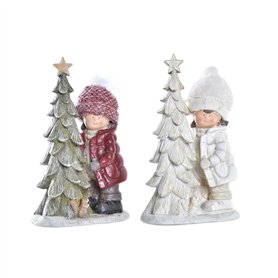 Décorations de Noël DKD Home Decor Polyester Résine Paillettes Enfants (17 x 11 x 27