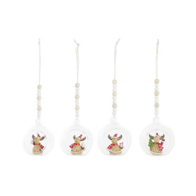 Décorations de Noël DKD Home Decor Verre Résine Renne (7 x 6 x 8 cm) (4 Unités)