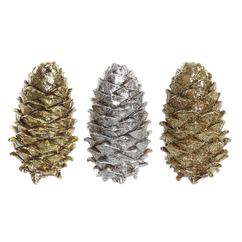 Décorations de Noël DKD Home Decor Ananas Résine (13 x 7,5 x 7,5 cm) (3) (3 Unités)