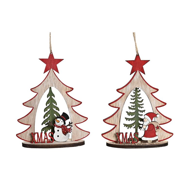 Décorations de Noël DKD Home Decor Bois (2 Unités) (14 x 6 x 18 cm)