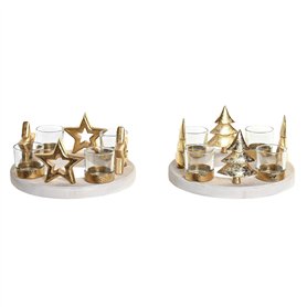 Bougeoirs de Noël DKD Home Decor Naturel Doré (2 Unités) (21 x 11