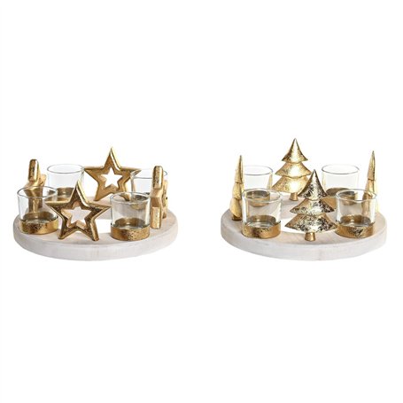 Bougeoirs de Noël DKD Home Decor Naturel Doré (2 Unités) (21 x 11
