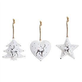 Ensemble Décorations de Noël DKD Home Decor Métal (12 x 12 x 3 cm) (3 Unités)