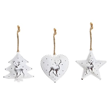 Ensemble Décorations de Noël DKD Home Decor Métal (12 x 12 x 3 cm) (3 Unités)