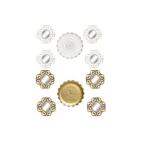 Ensemble de miroirs DKD Home Decor Verre Doré Blanc PP 2 Unités Moderne Décapé (35 x 2 x 35 cm)