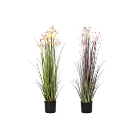 Plante décorative DKD Home Decor Métal Orange Bordeaux PVC Lys (25 x 25 x 88 cm) (2 Unités)