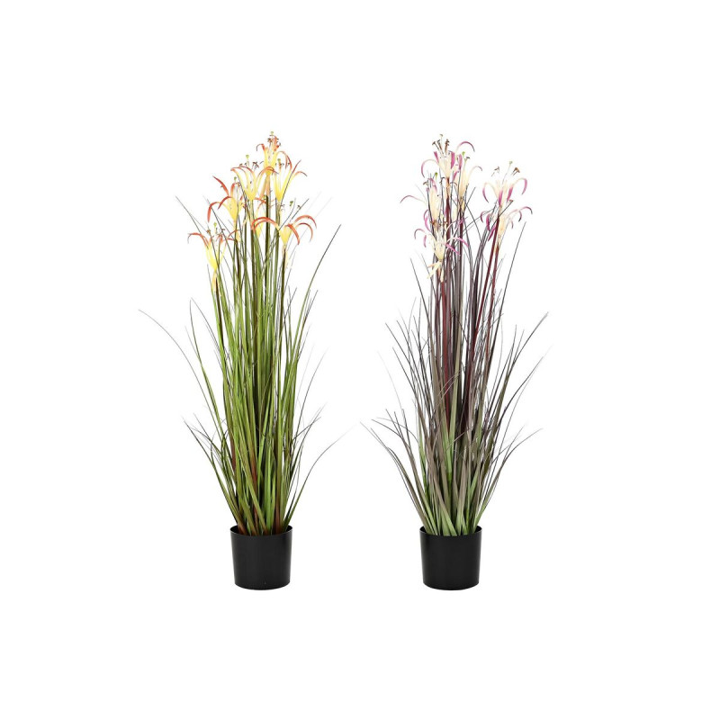 Plante décorative DKD Home Decor Métal Orange Bordeaux PVC Lys (25 x 25 x 88 cm) (2 Unités)