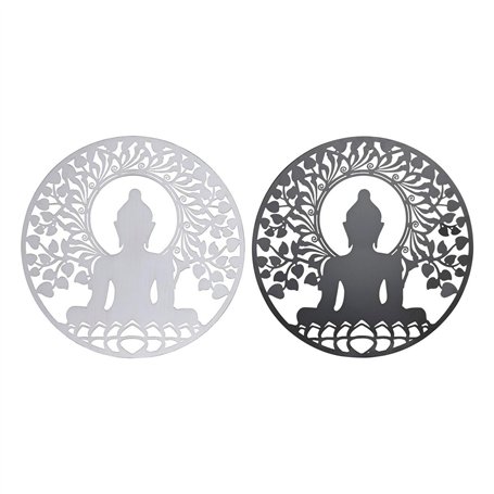 Décoration murale DKD Home Decor Métal Buda (2 Unités) (60 x 1 x 60 cm)